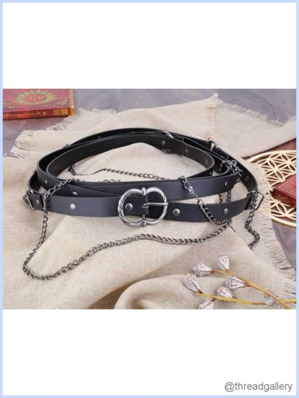 Medieval Faux Leather Metal Chain Waist Belt Adjustable Renaissance Cosplay